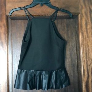 Black peplum with faux leather